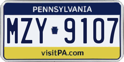 PA license plate MZY9107