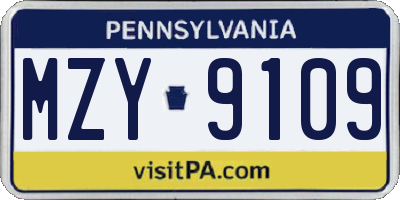 PA license plate MZY9109