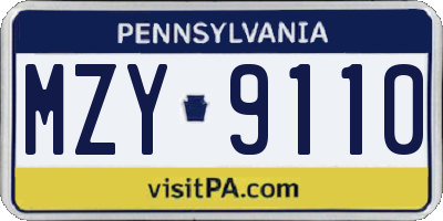 PA license plate MZY9110