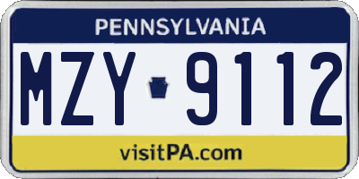 PA license plate MZY9112