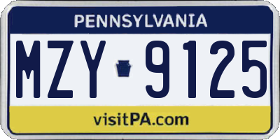 PA license plate MZY9125