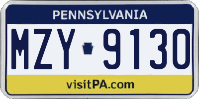 PA license plate MZY9130