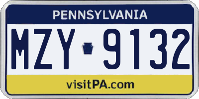 PA license plate MZY9132