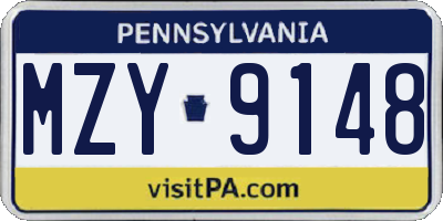 PA license plate MZY9148