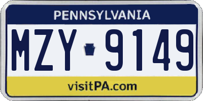 PA license plate MZY9149