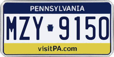 PA license plate MZY9150