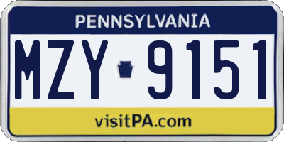 PA license plate MZY9151