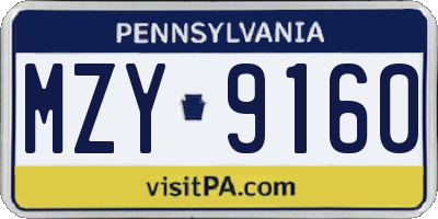 PA license plate MZY9160