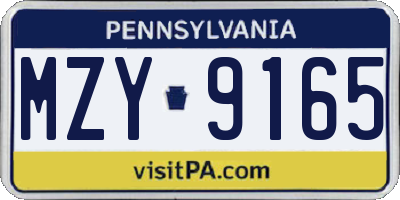 PA license plate MZY9165