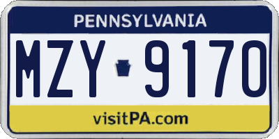 PA license plate MZY9170