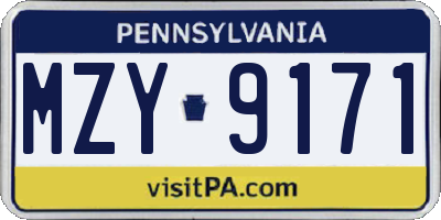 PA license plate MZY9171
