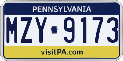 PA license plate MZY9173