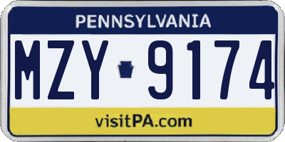 PA license plate MZY9174