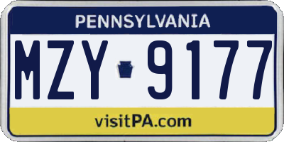 PA license plate MZY9177