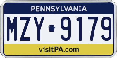 PA license plate MZY9179