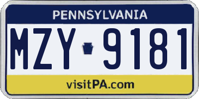 PA license plate MZY9181