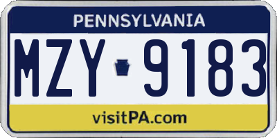 PA license plate MZY9183
