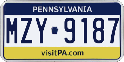 PA license plate MZY9187