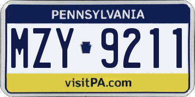 PA license plate MZY9211