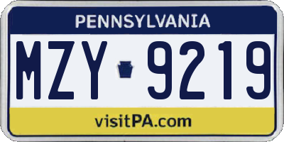 PA license plate MZY9219