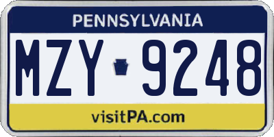 PA license plate MZY9248