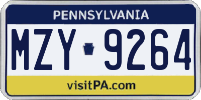 PA license plate MZY9264