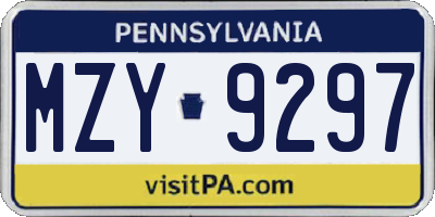 PA license plate MZY9297