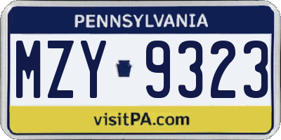 PA license plate MZY9323