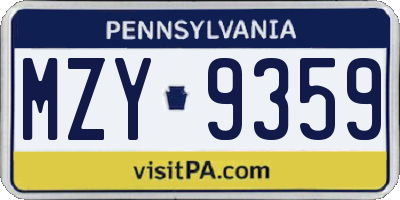 PA license plate MZY9359