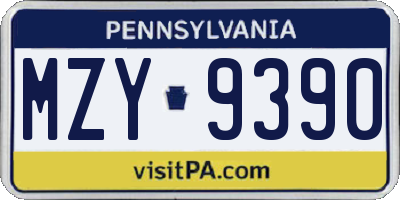 PA license plate MZY9390