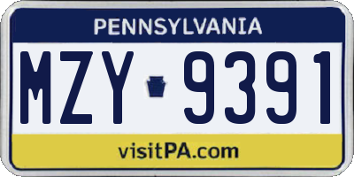 PA license plate MZY9391
