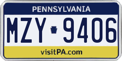PA license plate MZY9406