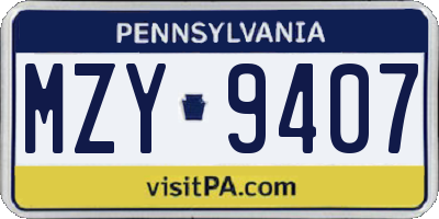 PA license plate MZY9407