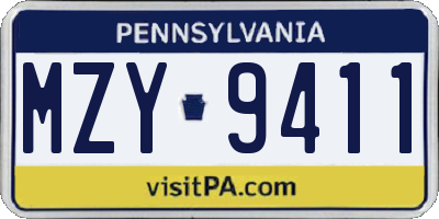 PA license plate MZY9411