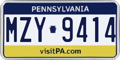 PA license plate MZY9414
