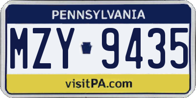 PA license plate MZY9435