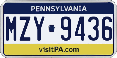 PA license plate MZY9436