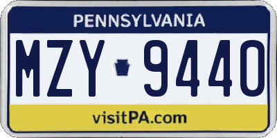 PA license plate MZY9440