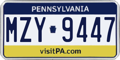 PA license plate MZY9447