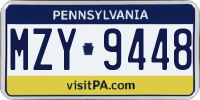 PA license plate MZY9448