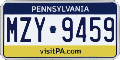PA license plate MZY9459