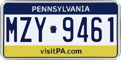PA license plate MZY9461