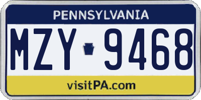 PA license plate MZY9468