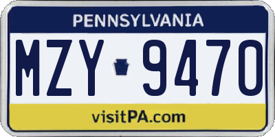 PA license plate MZY9470