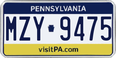 PA license plate MZY9475