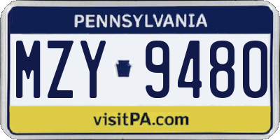 PA license plate MZY9480