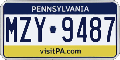 PA license plate MZY9487