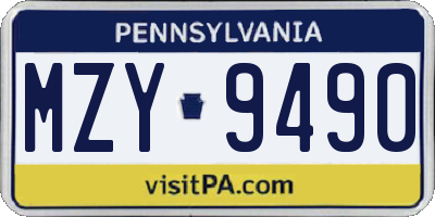 PA license plate MZY9490