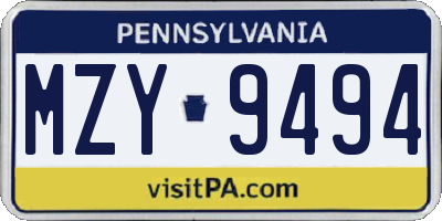 PA license plate MZY9494