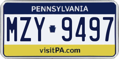 PA license plate MZY9497